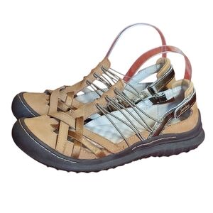 Jambu Tan and Brown  Sandals with Strappy Design Slip On